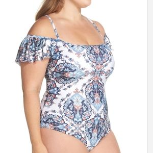 Becca ETC  Off-The-Shoulder One-Piece Swimsuit, size